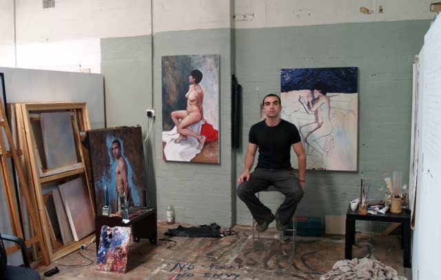 Ignacio Rojas en su taller. Melbourne, 2009.